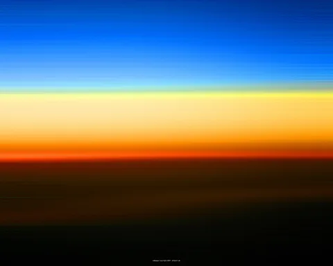 Horizontale Farbstreifen von Blau über Gelb und Orange bis Rot, darunter eine dunkle, fast schwarze Fläche.