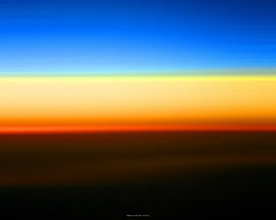 Horizontale Farbstreifen von Blau über Gelb und Orange bis Rot, darunter eine dunkle, fast schwarze Fläche.