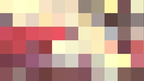 Pixelmosaik aus rechteckigen Farbfeldern in Creme, Rot, Rosa, Braun und Grau