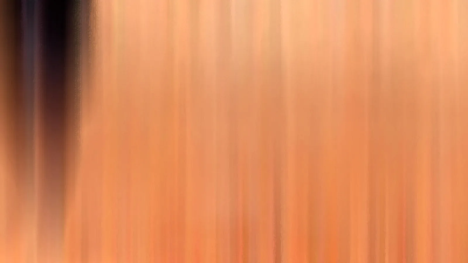 Abstrakte, stark verwischte Aufnahme mit vertikalen orangefarbenen Streifen, links ein dunkler Bereich.