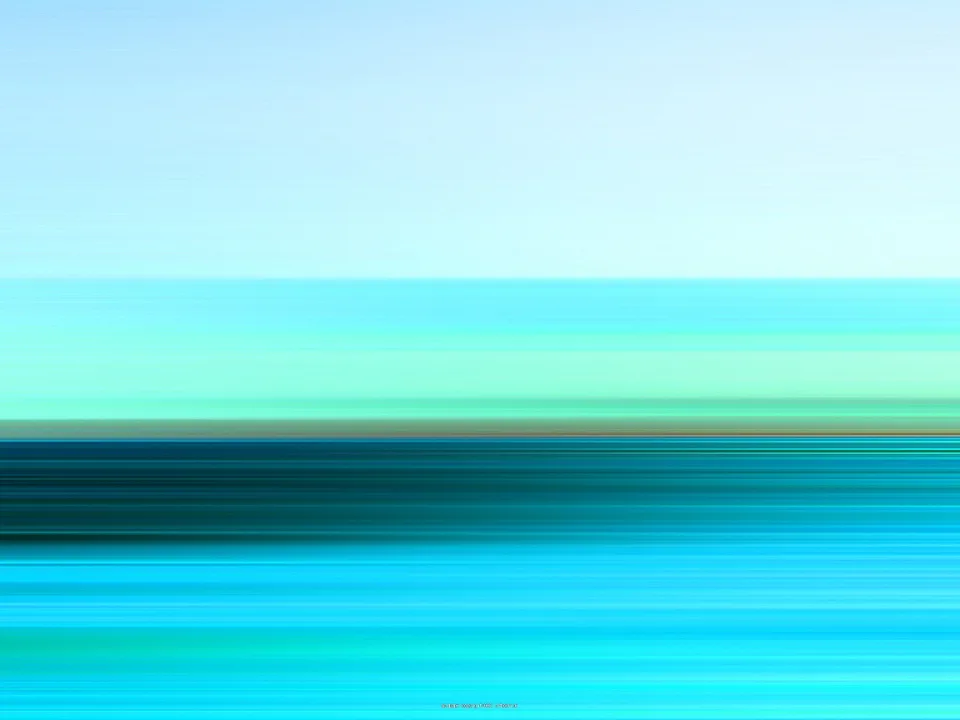 Abstrakte horizontale Streifen von hellblauem Himmel über Türkis bis zu tiefem Petrolblau und leuchtendem Cyan, wie eine Bewegungsunschärfe.