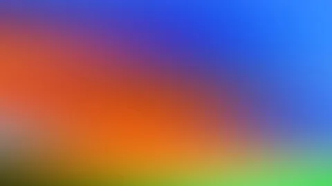 Unscharfer Farbverlauf von Blau oben rechts über Violett und Orange bis zu Grün am unteren Bildrand.