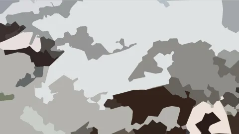 Abstrakte Komposition aus unregelmäßigen grauen, braunen und cremeweißen Flächen