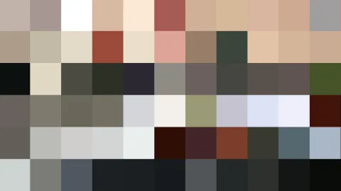 Abstraktes Raster aus 10 mal 6 farbigen Feldern in Beige, Braun, Grau, Schwarz, Weiß und Rot