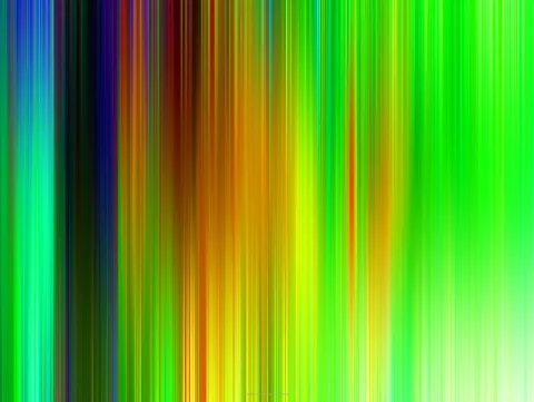 Abstraktes Muster aus senkrechten, unscharf verlaufenden Farbstreifen in Grün, Gelb, Orange, Blau und Dunkelrot.