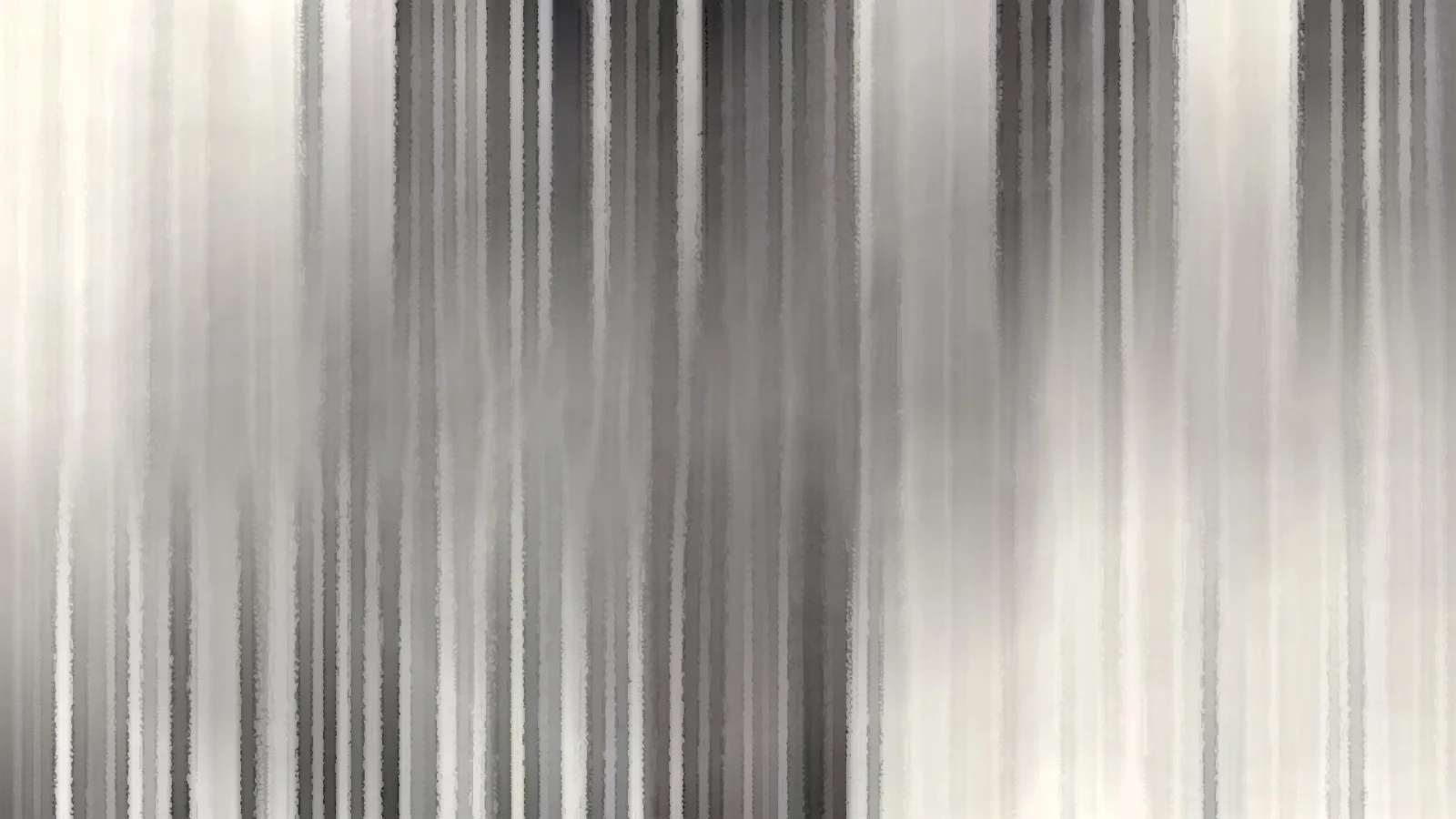 Abstraktes Bild aus vertikalen, verwischten Streifen in Grau und Weiß, dunklere Bereiche wechseln mit hellen.