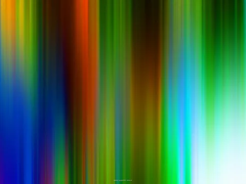 Abstrakte vertikale Streifen in Blau, Grün, Orange und Weiß, die wie verwischte Lichtbahnen nebeneinander verlaufen.