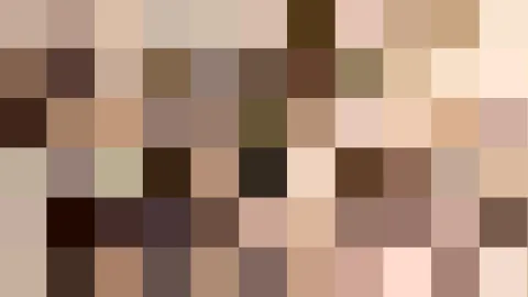 Mosaik aus quadratischen Pixelfeldern in Beige, Braun und Rosa, dunkle Felder vor allem in der Bildmitte und unten links.