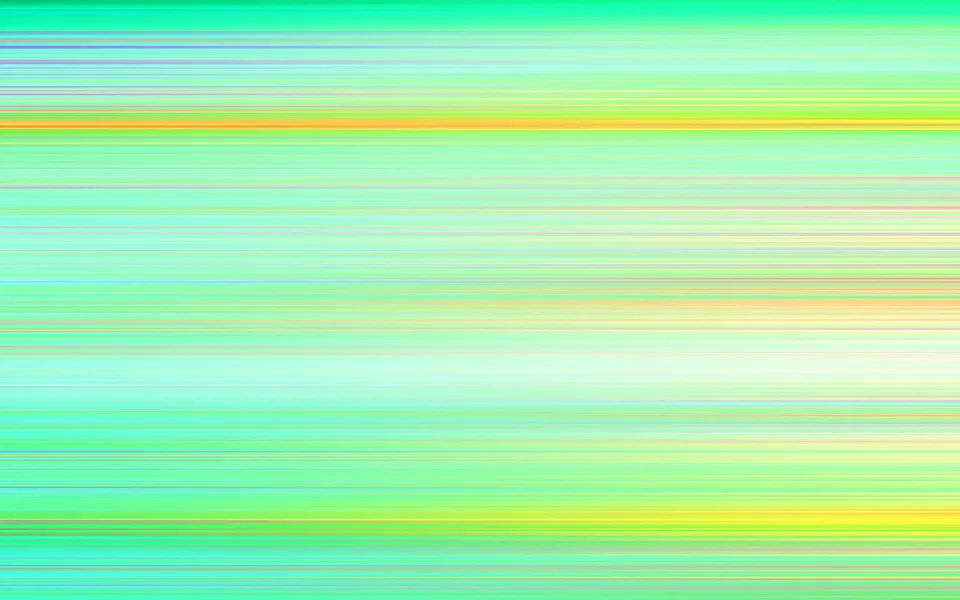 Abstraktes Bild aus feinen, horizontalen Streifen in Mintgrün, Cyan, Gelb und vereinzelt Orange, die von oben nach unten ineinander übergehen.