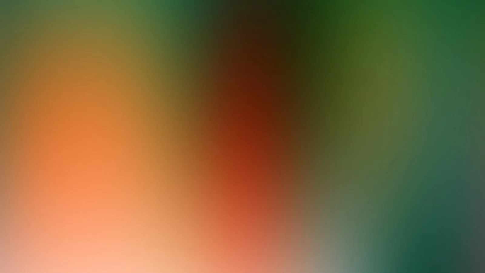 Weich verlaufende Farbflächen in Orange, Rot, Dunkelgrün und Türkis, die ineinander übergehen.
