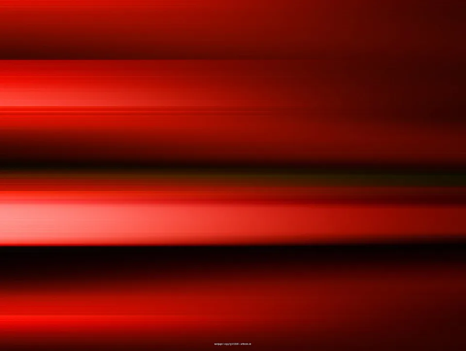 Horizontale rote Lichtstreifen vor dunklem Hintergrund, die zu den Rändern hin ins Schwarze übergehen.