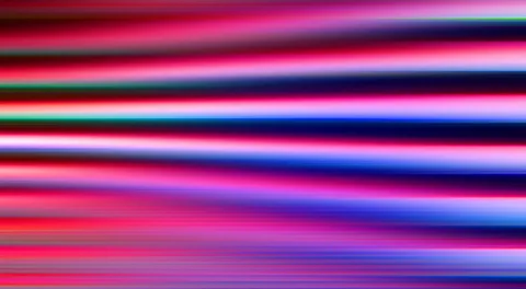 Abstraktes Bild aus horizontalen, leicht verwischten Streifen in Pink, Rot, Violett und Blau, dazwischen dunkle Bänder und einzelne grüne Akzente.