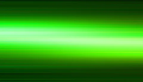 Abstraktes Bild mit horizontalen grünen Lichtstreifen, die in der Mitte am hellsten leuchten und zu den Rändern dunkler werden.
