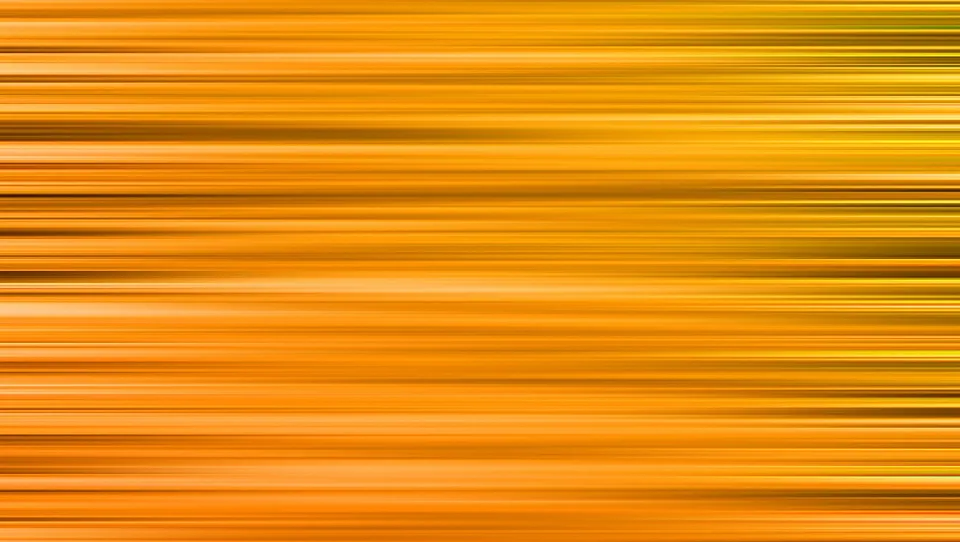 Abstrakte horizontale Streifen in verschiedenen Orangetönen mit gelben und dunkelbraunen Akzenten, leicht verwischt wie bei einer Bewegungsunschärfe.