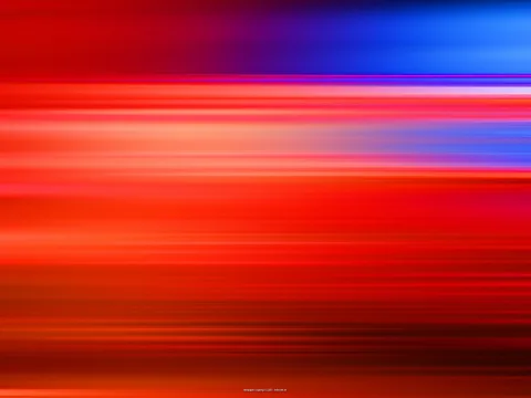 Abstrakte, horizontal verwischte Streifen in Rot, Magenta und Blau, die von oben rechts nach unten links in Dunkelrot auslaufen.
