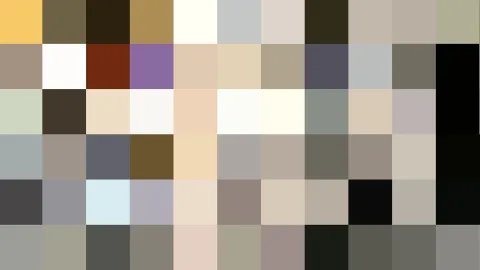 Raster aus großen quadratischen Farbfeldern in Beige, Braun, Grau und Schwarz, ohne erkennbares Motiv.