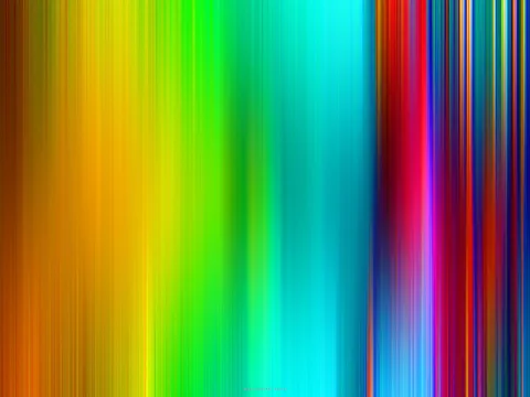 Abstraktes Bild mit senkrechten, verwischten Streifen in Regenbogenfarben von Orange und Gelb über Grün und Türkis bis zu Rot, Pink und Blau.