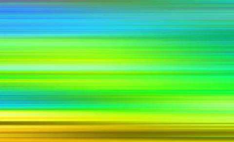 Abstrakte Komposition aus horizontalen, leicht verwischten Streifen in Blau oben, Grün in der Mitte und Gelb unten.