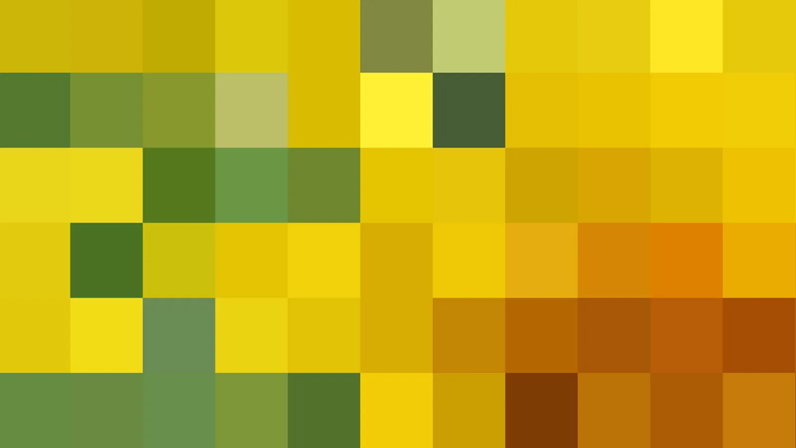 Quadratisches Pixelmosaik in Gelb, Gold, Grün und Orange