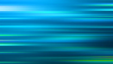 Abstrakte horizontale Streifen in Blau- und Türkistönen mit grünen Akzenten, die wie Lichtspuren von links nach rechts verlaufen.