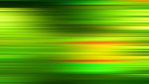 Abstraktes Muster aus horizontalen grünen und gelben Streifen mit einzelnen orangefarbenen Akzenten, die von links nach rechts verlaufen.