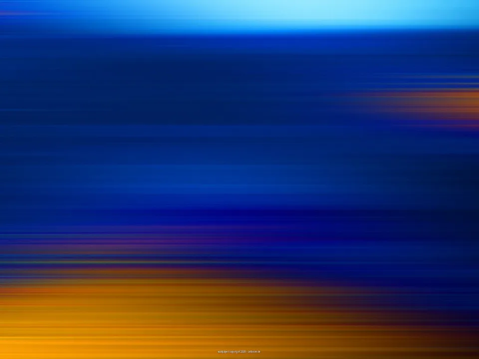 Horizontale, verwischte Streifen in Blau und Orange, oben hell, unten warm leuchtend.