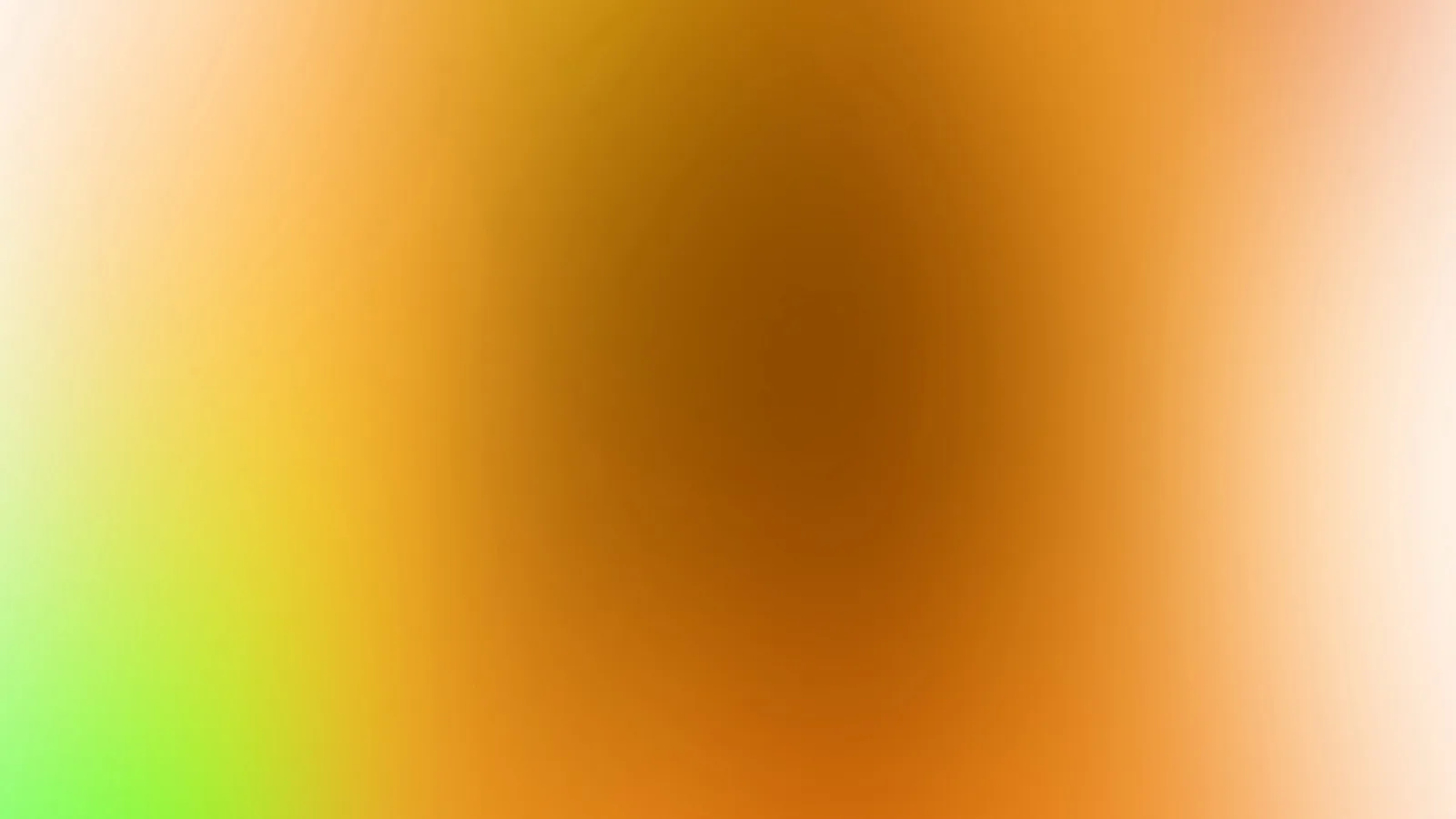Unscharfer Farbverlauf mit einem dunkelbraunen Zentrum, das in Orange, Gelb und Grün übergeht, an den Rändern hell cremefarben.