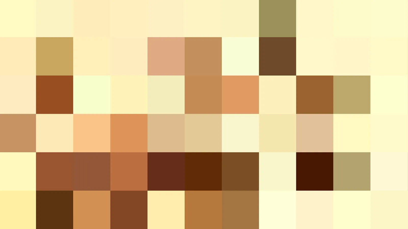 Mosaik aus quadratischen Farbfeldern in Beige, Gelb, Ocker und Braun, mit dunkleren Brauntönen in der Mitte und unten.