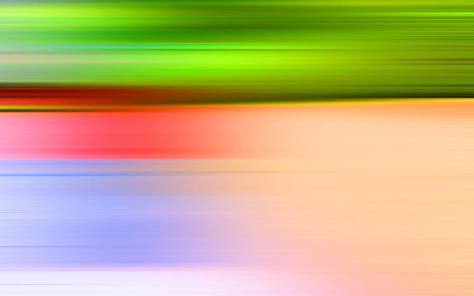 Horizontal verwischte Farbstreifen: oben grün, darunter rot, dann Orange, unten Blau und Lila, alles in Bewegungsunschärfe.