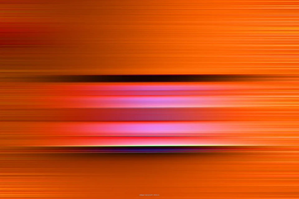 Horizontale, verwischte Streifen in Orange, Rot und Pink mit einem dunklen Band in der Bildmitte