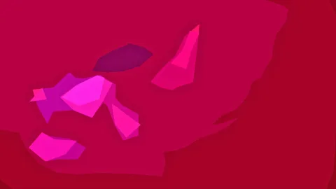 Abstrakte magentafarbene und pinke Formen auf rotem Hintergrund.