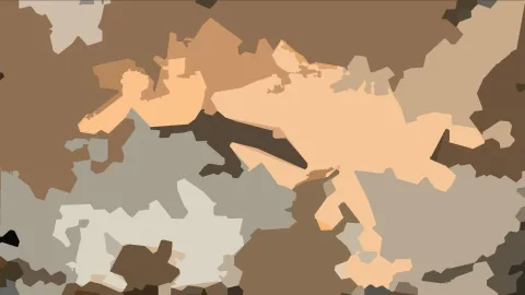 Abstraktes Bild aus unregelmäßigen braunen, beigen und grauen Flächen, die dicht nebeneinanderliegen.