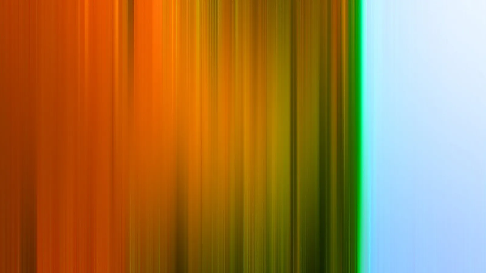 Abstrakte, vertikal verwischte Farbstriche: links Orange, zur Mitte Gelb und Olivgrün, rechts ein heller Hellblau-Verlauf mit einer grünen Lichtkante.