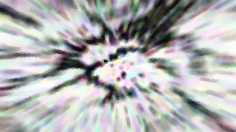 Abstraktes Bild mit pastellfarbenen Streifen, die von einem dunklen Zentrum radial nach außen laufen.