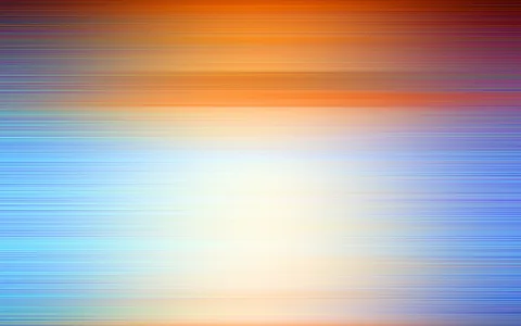 Abstrakter Verlauf aus feinen horizontalen Linien, oben orange und rot, in der Mitte helles Weiß, unten blau.