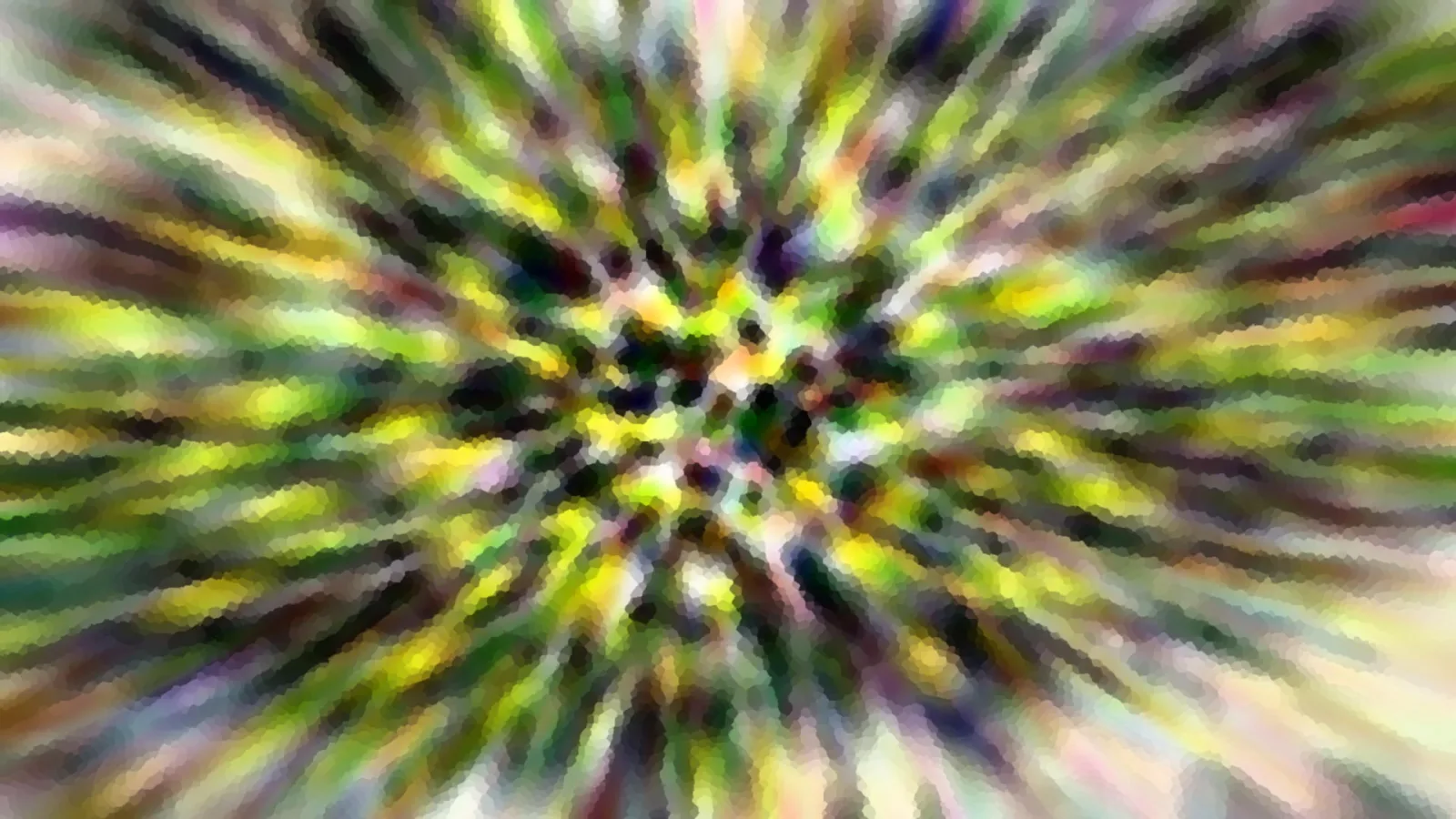 Abstrakte, radial verwischte Farbstrahlen in Grün, Gelb und Schwarz, die vom Zentrum nach außen laufen.