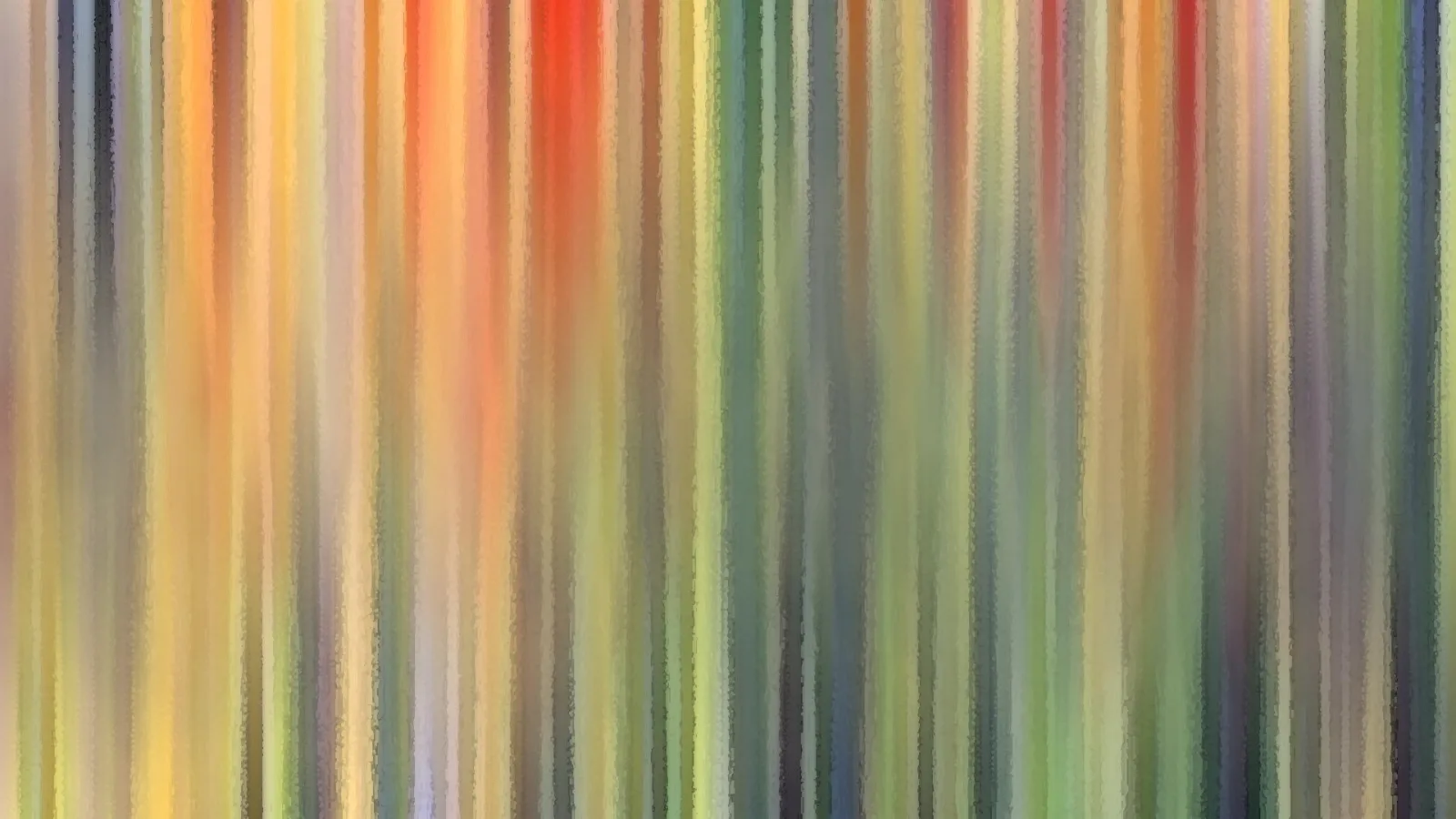 Abstraktes Bild aus senkrechten, unscharfen Farbstreifen in Orange, Rot, Gelb, Grün und Grau, die wie gemalt wirken.