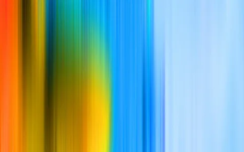 Abstrakter Farbverlauf aus vertikalen Streifen: links Orange, dann Gelb, Grün und kräftiges Blau, rechts ein helles Himmelblau.