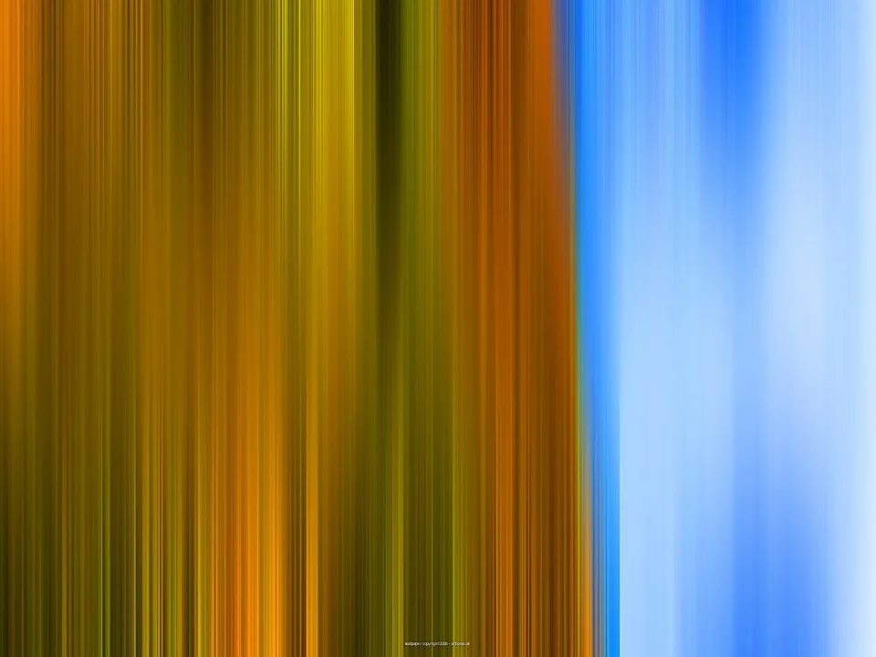Vertikal verwischte Streifen, links in Orange und Gelb, rechts in helles Blau übergehend.