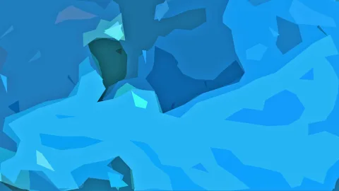 Abstraktes Bild aus blauen und türkisfarbenen Polygonflächen, ein helles Band verläuft diagonal von links unten nach rechts oben.