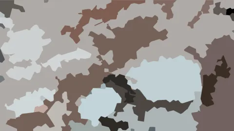 Abstraktes Muster aus unregelmäßigen, flachen Flächen in Beige, Braun, Grau, Hellblau und Anthrazit