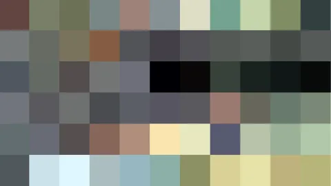 Raster aus farbigen Quadraten in Grau, Grün, Beige, Schwarz und Gelb.