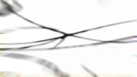 Schwarze, verwischte Linien laufen auf weißem Grund zu einem Knotenpunkt nahe der Bildmitte zusammen.