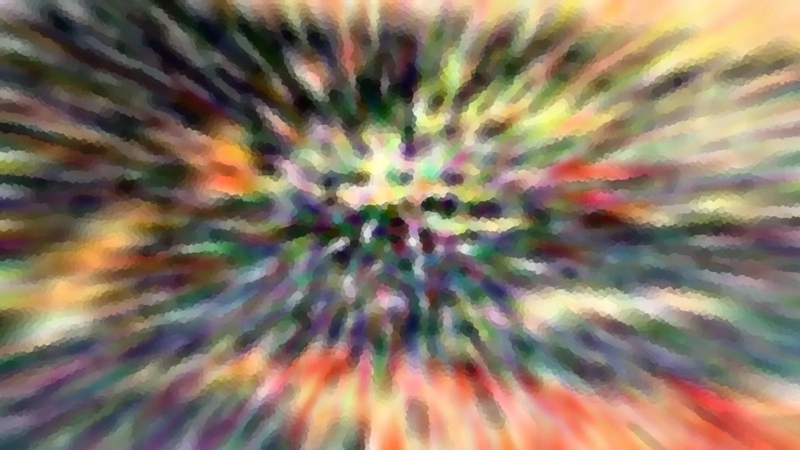 Abstraktes Bild aus farbigen Streifen, die von einem hellen Zentrum radial nach außen laufen.