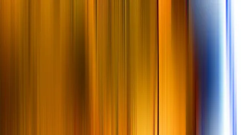 Abstrakte Komposition aus vertikalen, verwischten Streifen in Orange, Gelb und Braun, die nach rechts in dunkles Blau und helles Weiß übergehen.