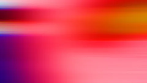 Abstrakte Komposition aus weichen, horizontal verwischten Farbstreifen in Rot, Orange, Pink und Violett, links unten dunkles Violett.