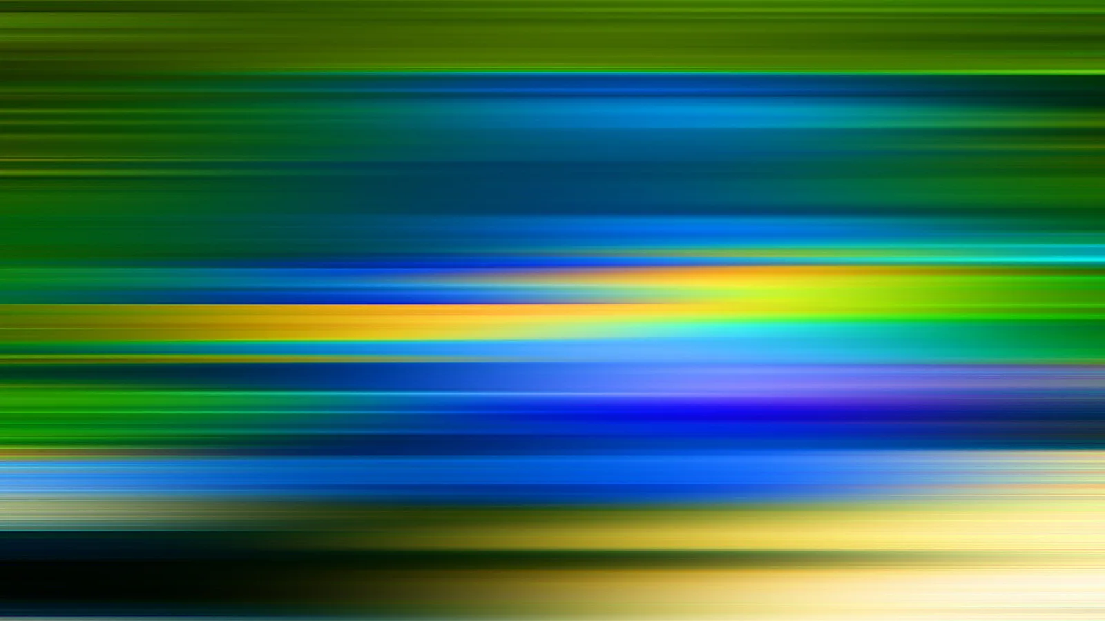 Abstrakte horizontale Streifen in Grün, Blau, Gelb und Türkis, die verwischt wirken, als wären sie in Bewegung.