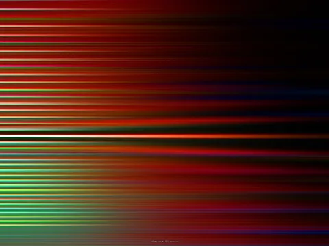 Dicht gestapelte horizontale Streifen in Rot, Grün, Weiß und Blau, die nach rechts in Schwarz auslaufen.