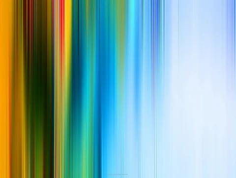Abstraktes Bild aus vertikalen, unscharf verlaufenden Streifen von Orange über Grün und Türkis bis zu hellem Blau, rechts ausgeblichen zu Weiß.