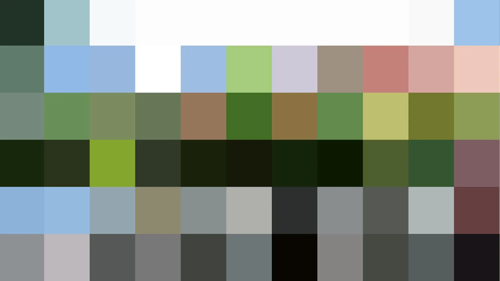 Raster aus farbigen Quadraten in Grün, Grau, Weiß, Blau und Rot.